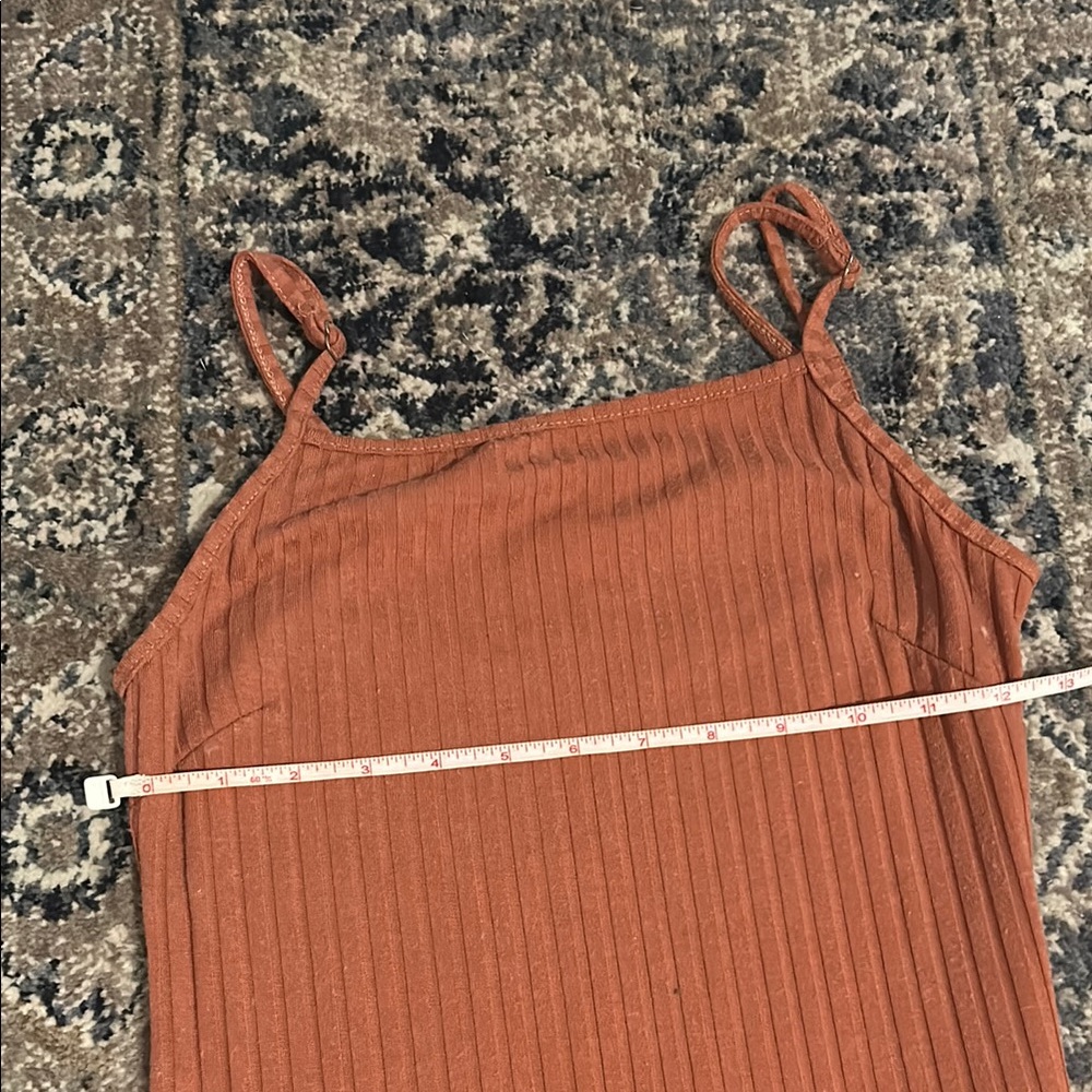 Rust Orange Ribbed Dress - Picture 4 of 6
